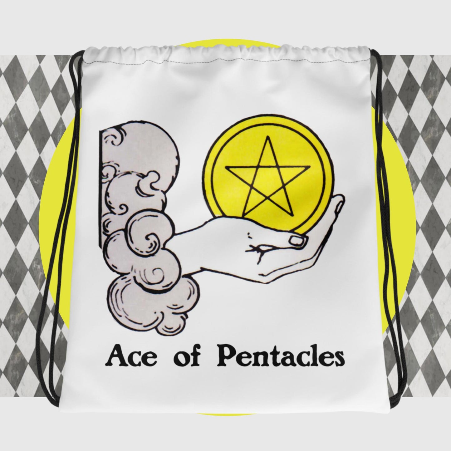 'Ace of Pentacles' Tarot Card, Minor Arcana Drawstring bag