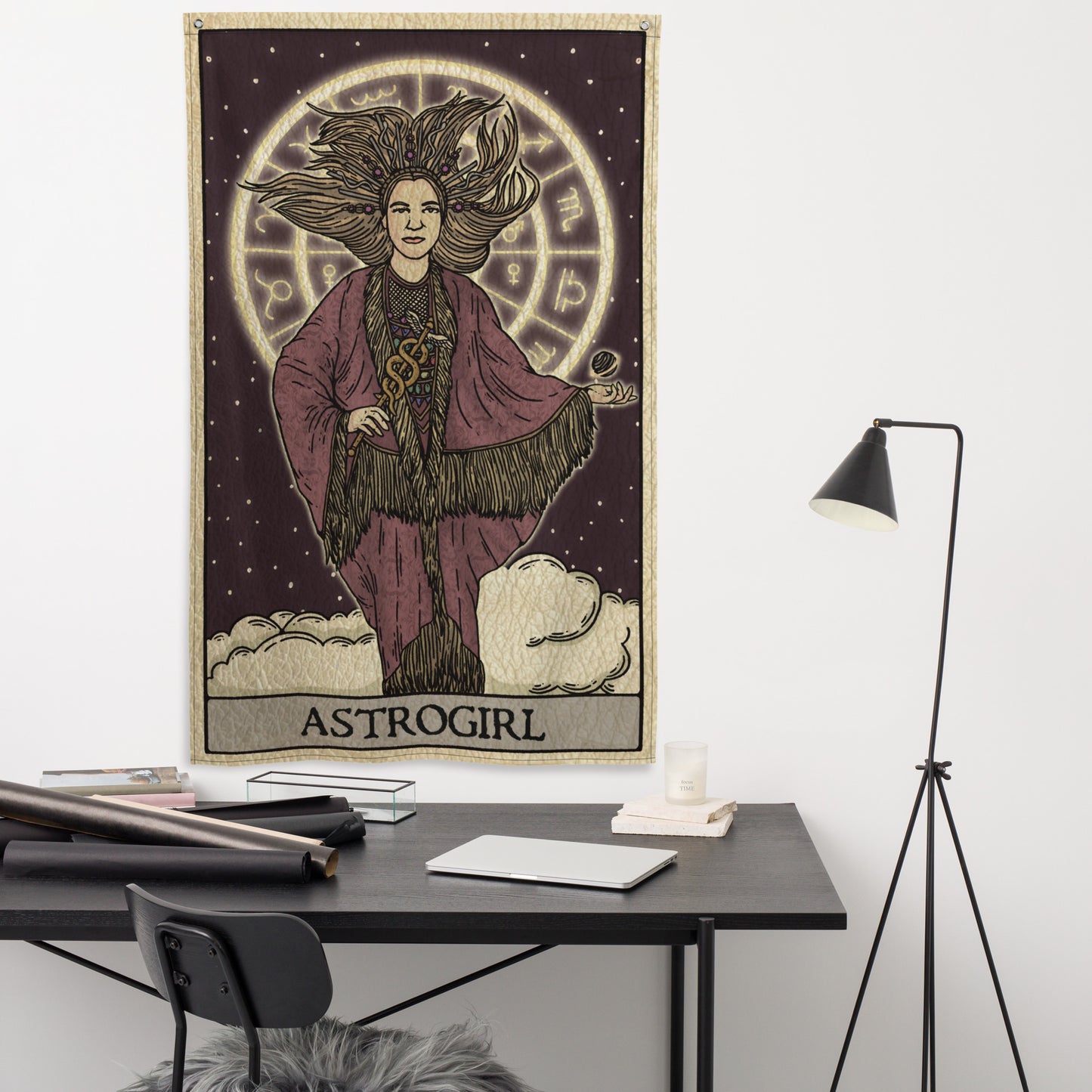 'Astrogirl' Astrology-Themed Tarot Card Flag Tapestry
