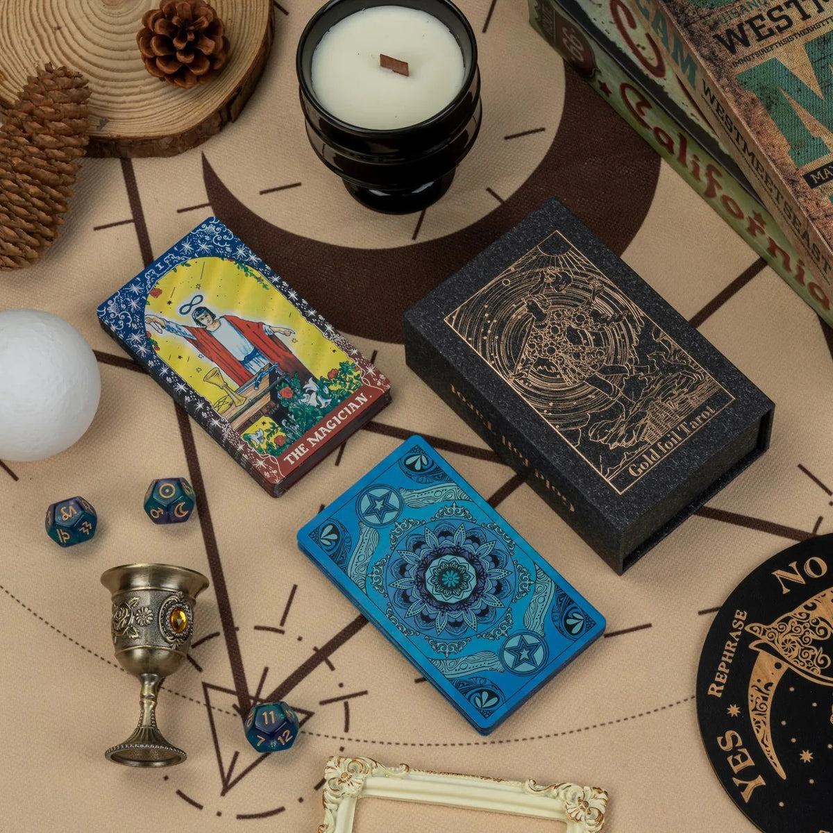 Blue mandala tarot deck with presentation box