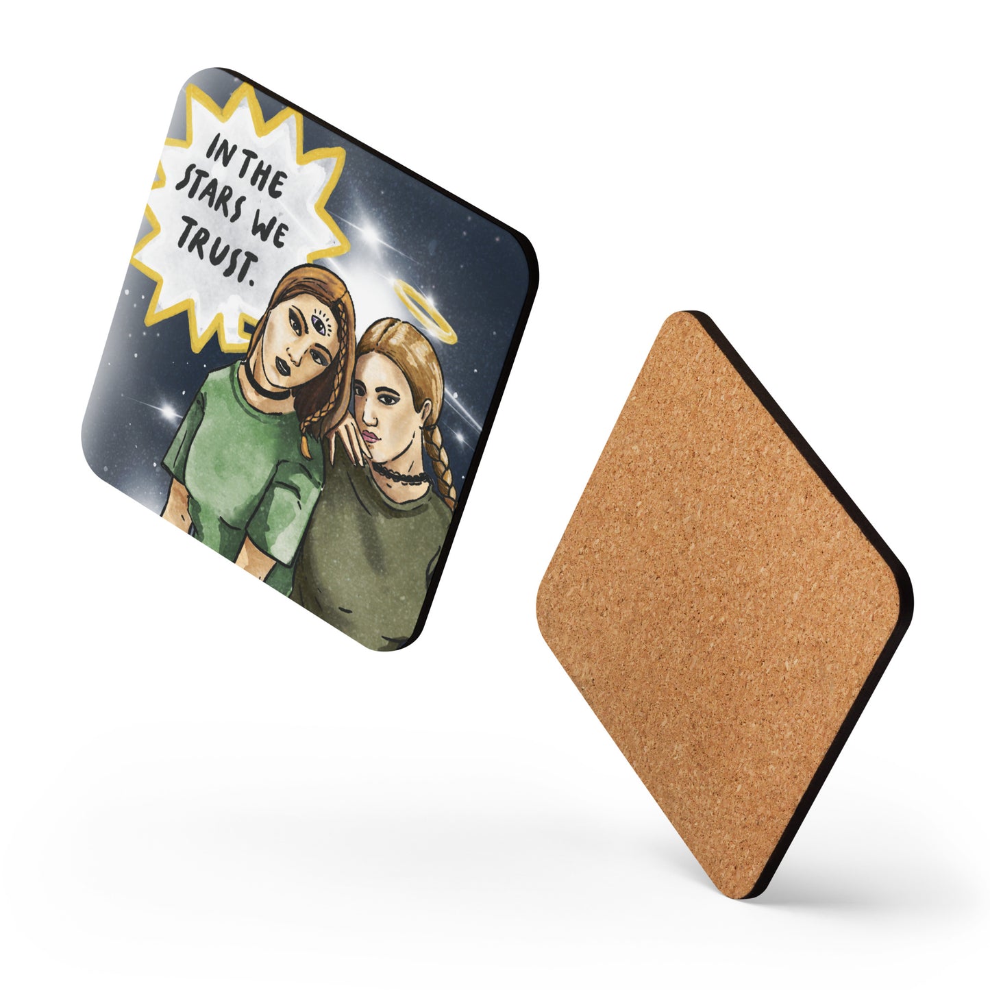 'The the Stars we Trust' Celestial Cork-back coaster