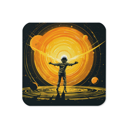 Drink Coaster (Cork-Back) 'Spaceman' Design - Cosmic, Celestial, Astrology, Enlightenment, Solar System themed