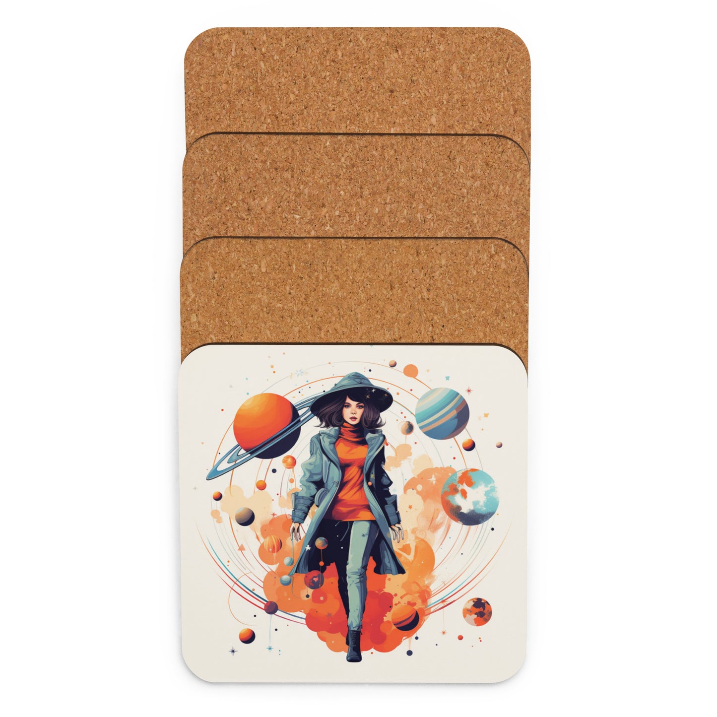 'Astrogirl Cork-back coaster | Spiritual, Astrology themed drink coaster