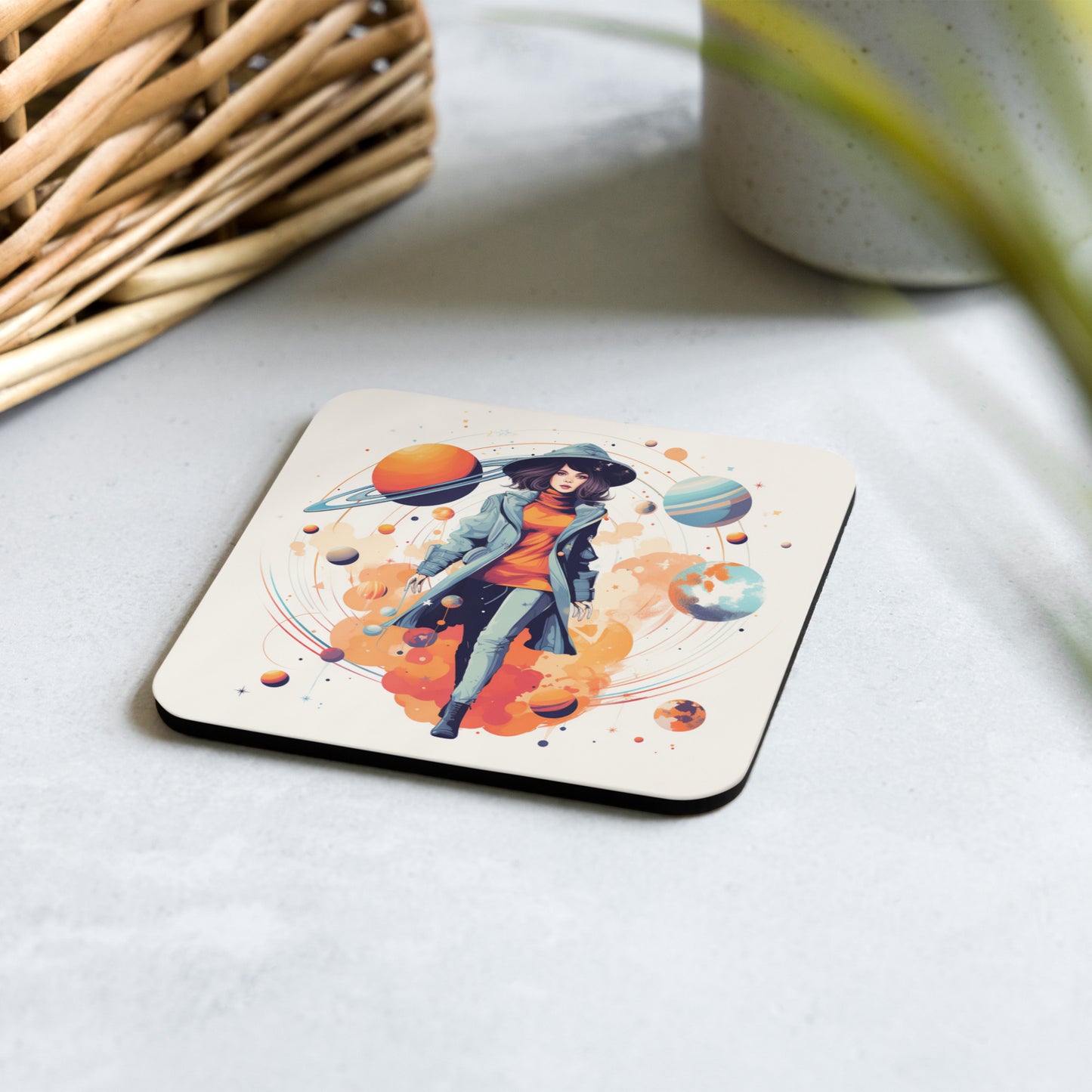 'Astrogirl Cork-back coaster | Spiritual, Astrology themed drink coaster