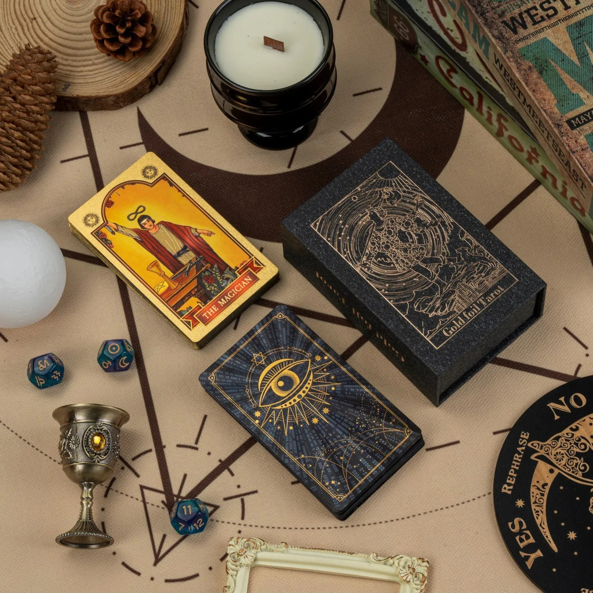 Dark celestial eye tarot deck with presentation box