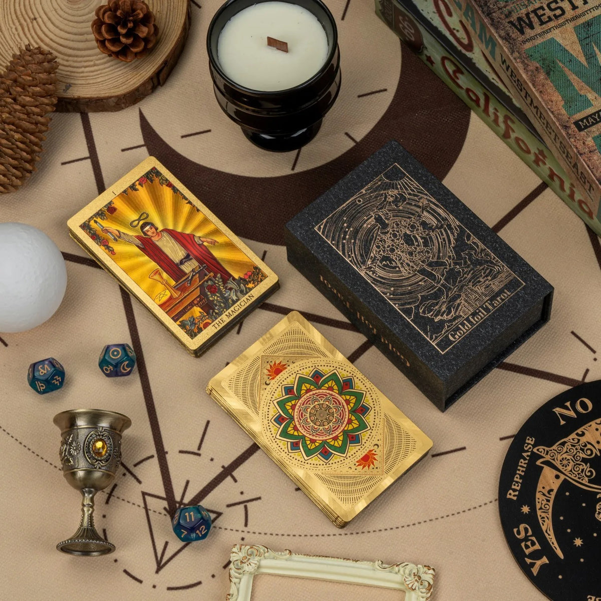 Gold mandala tarot deck with presentation box