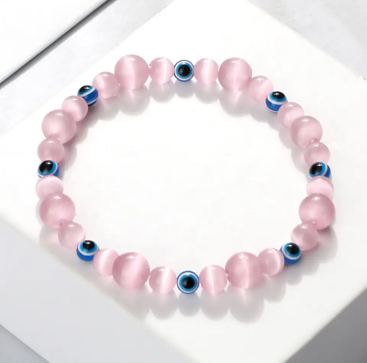 Frosted Evil Eye Beaded Bracelet | Hamsa Eye Style Jewelry