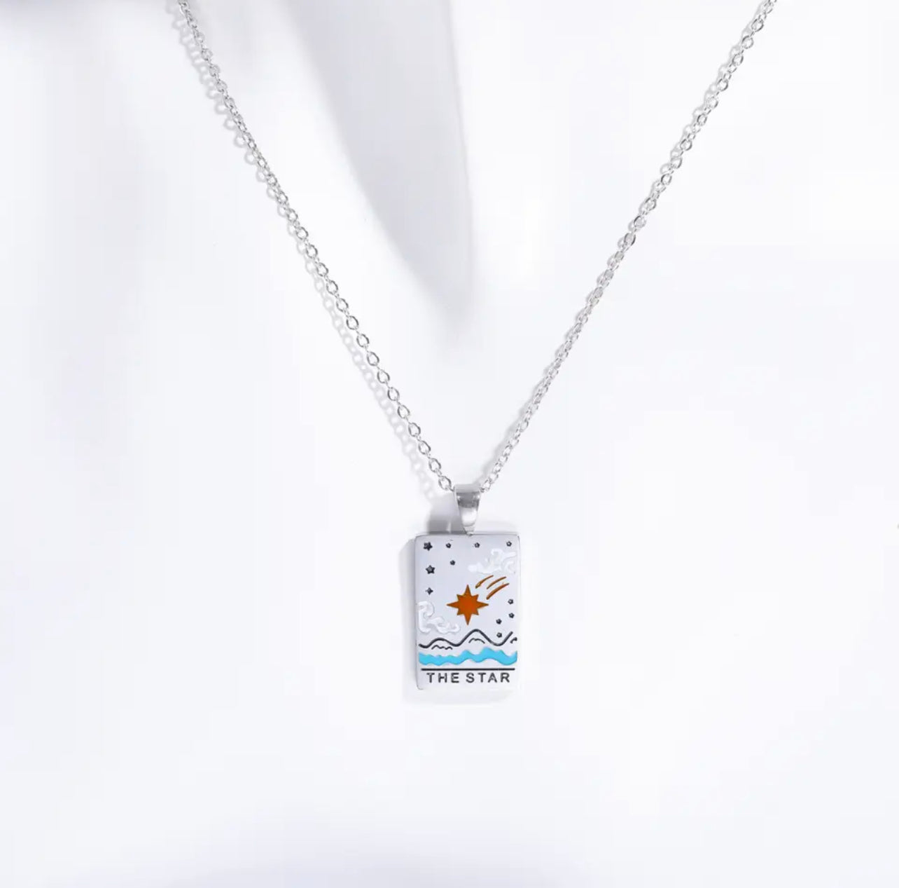 Tarot Card Colorful Engraved Necklace | Gold - Silver | 316L Stainless Steel