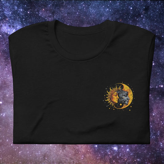 'Divine Feminine Moon Goddess' Celestial and Spiritual Style Unisex Embroidered t-shirt
