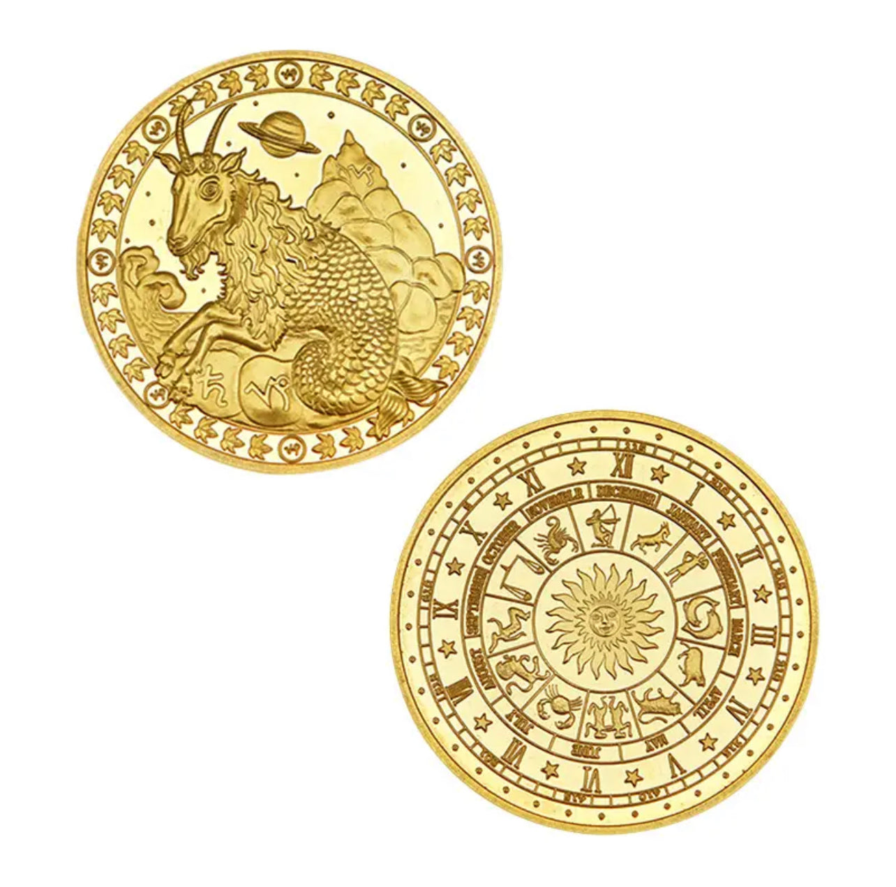 Gold Zodiac Coin - Stainless Steel - Horoscope, Astrology theme