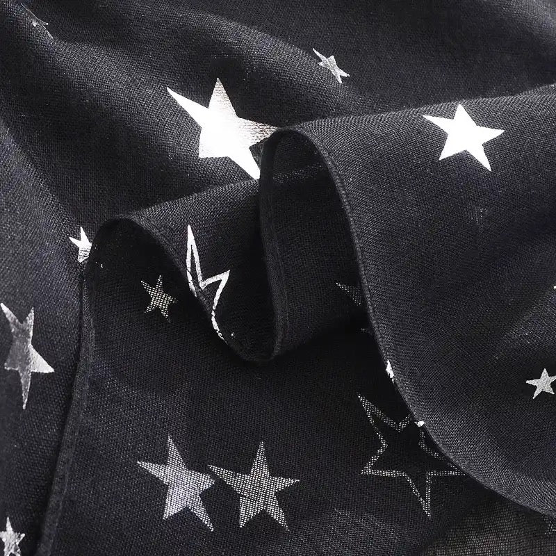 Starry Celestial Scarf | Black, Pink, Blue Silver Cosmic Stars Fashion Accessory