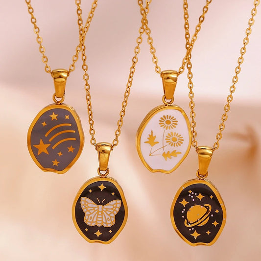 Celestial Enamel Necklaces | Cosmic, Butterfly, Stars, Saturn Jewelry
