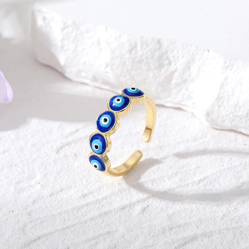 Evil Eye Cluster Ring | Multi-Color, Spiritual Turkish Hamsa Inspired