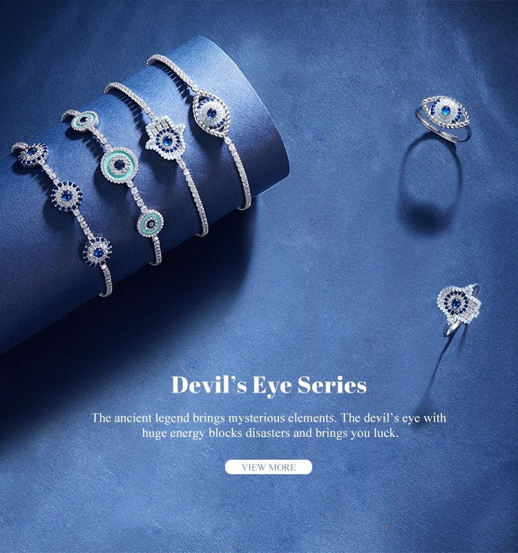 Sterling Silver Evil Eye / Devil’s Eye Bracelet | Hamsa, Box Chain Jewelry