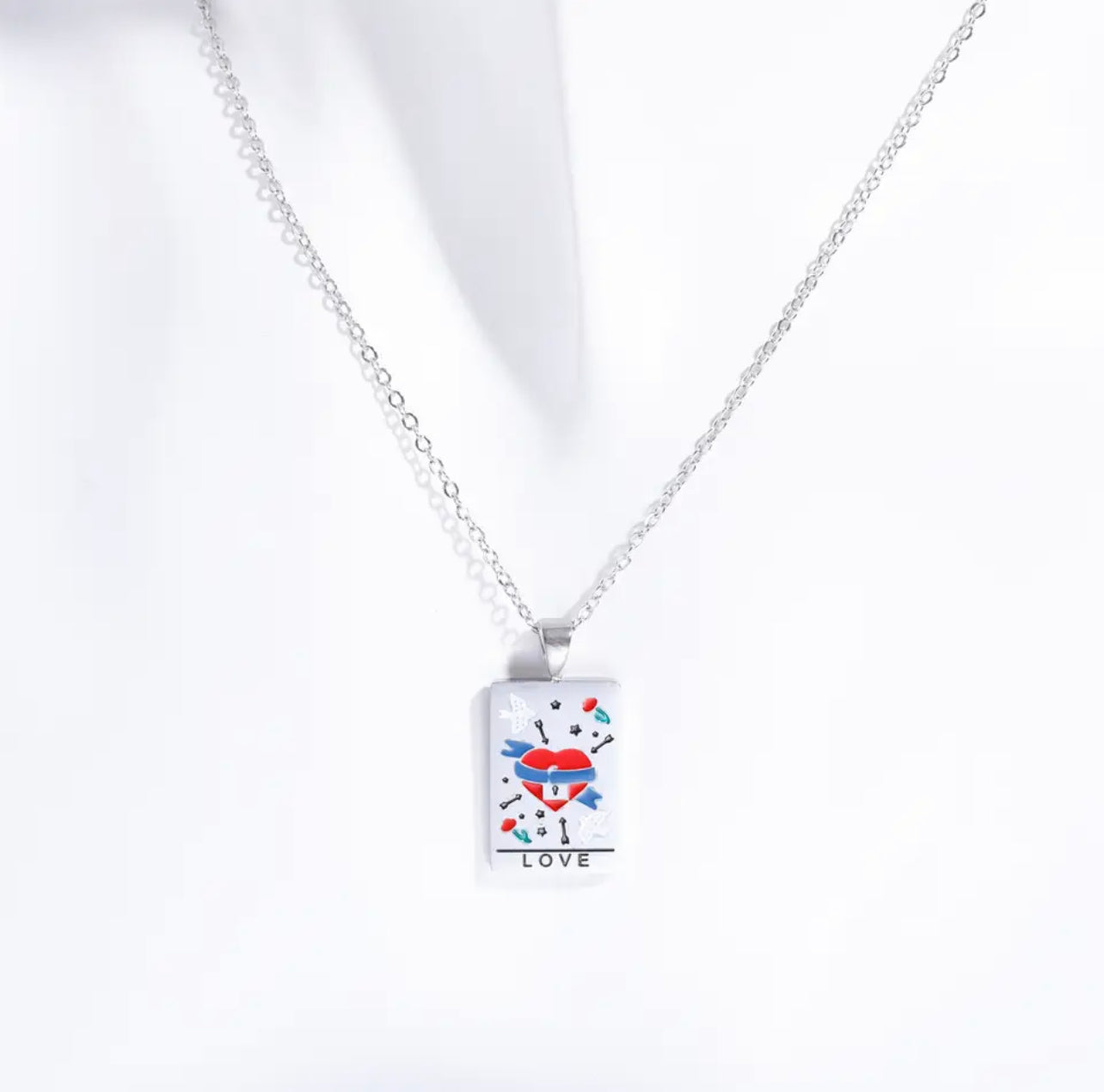 Tarot Card Colorful Engraved Necklace | Gold - Silver | 316L Stainless Steel