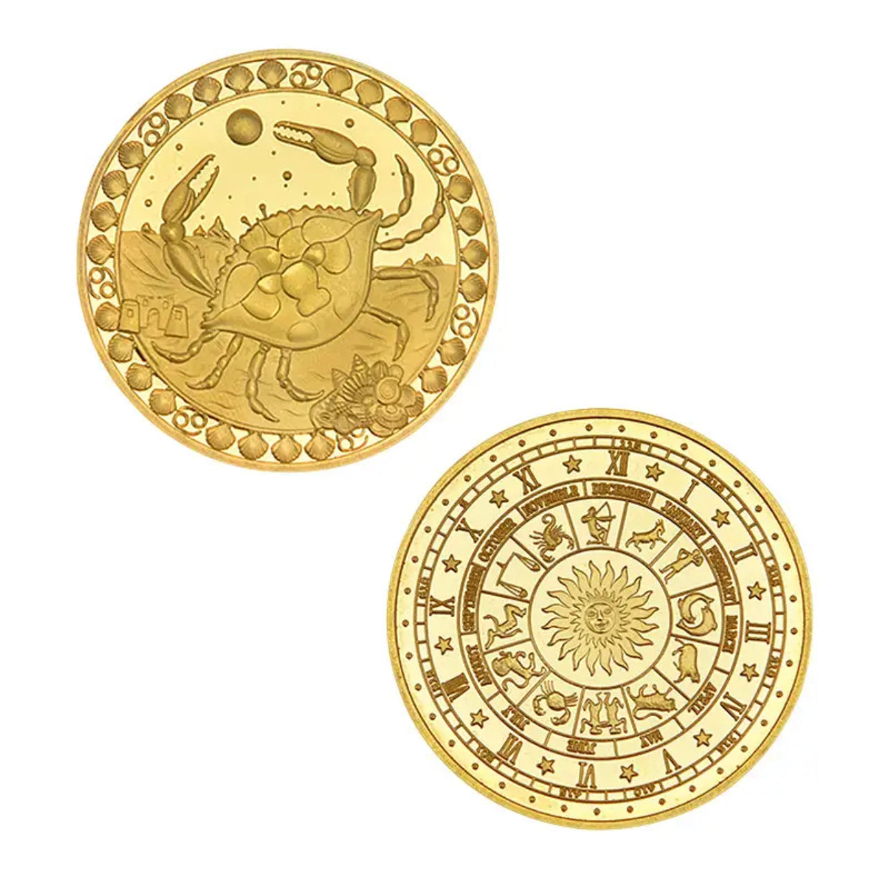 Gold Zodiac Coin - Stainless Steel - Horoscope, Astrology theme