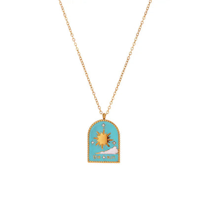 ‘The Sun’ Gold Tarot Card Enamel Necklace