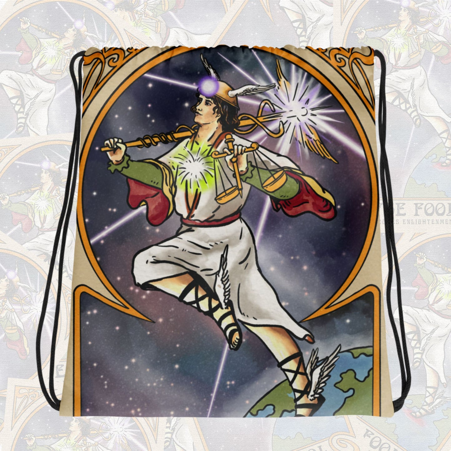 'The Fool Becomes Enlightened Drawstring bag | Tarot Card Themed