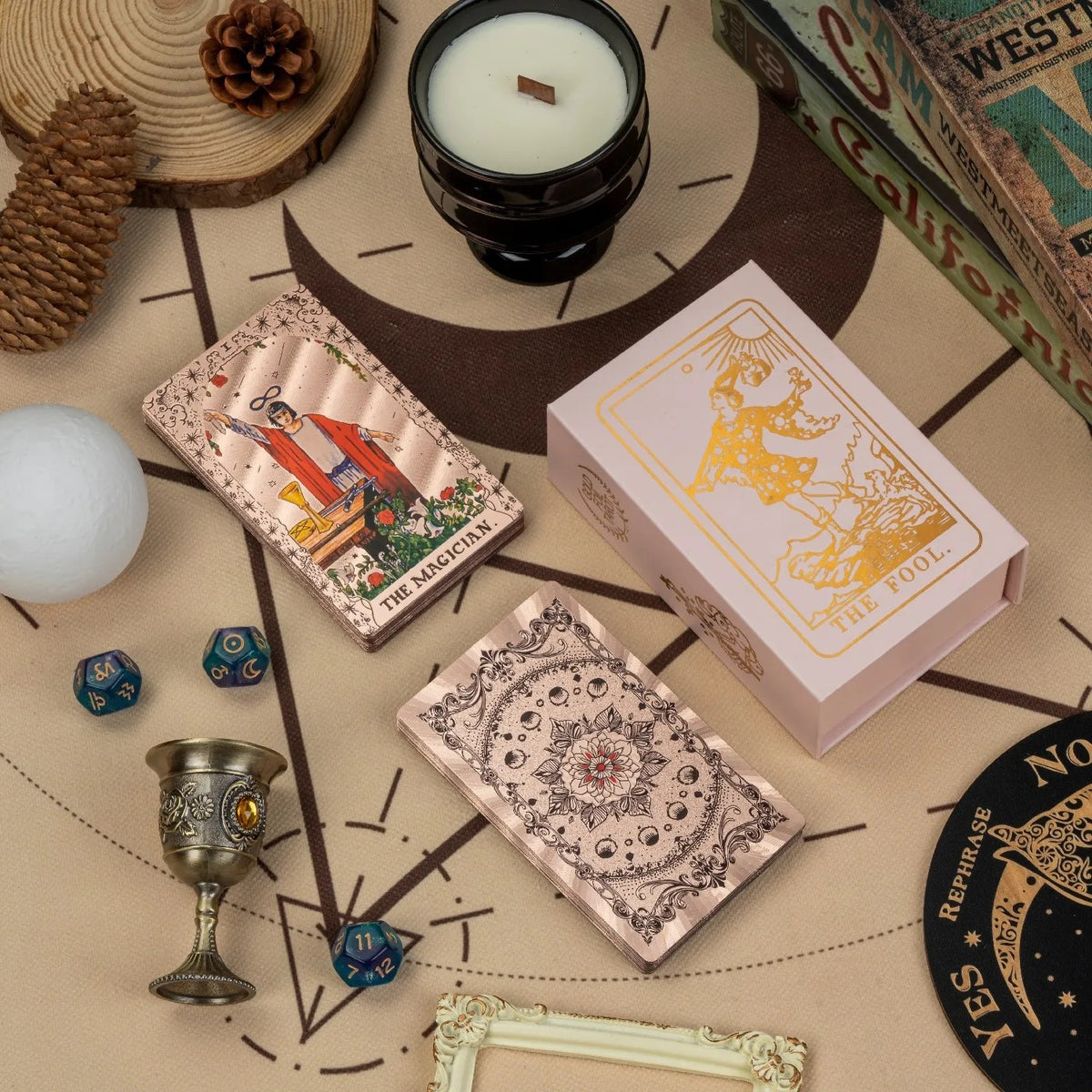 Pink floral tarot deck with pink presentation box