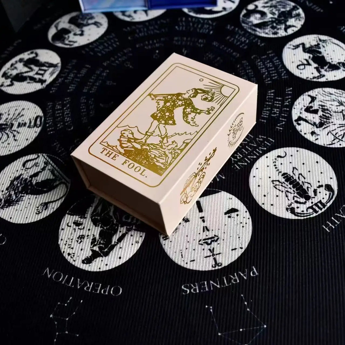 Pink presentation box for tarot deck