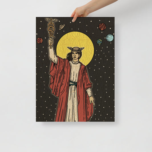 Paper Wall Poster 'The Magician' Tarot Card, Greek God Hermes