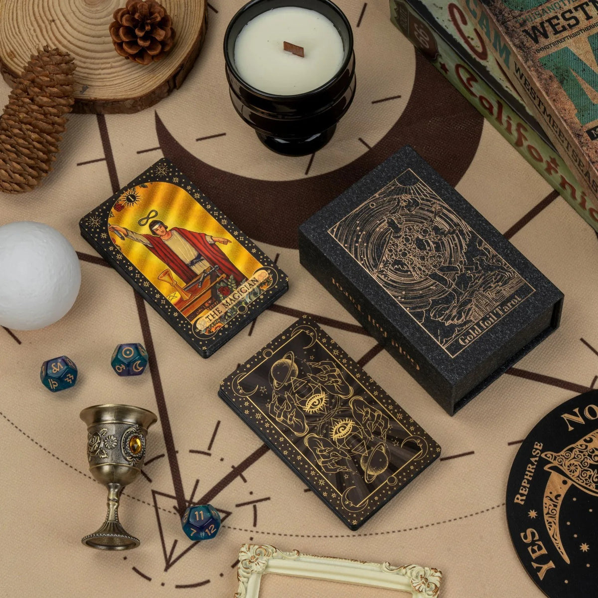 Black universe and mystical hands tarot deck with presentation box