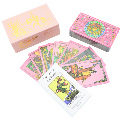 Pink Foiled Sun Luxury Tarot Card Deck | Classic Universal Rider-Waite-Smith
