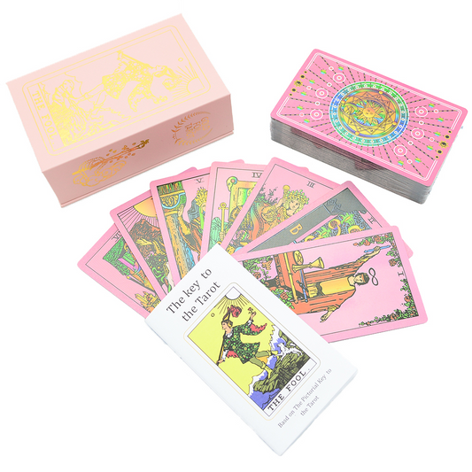 Pink Foiled Sun Luxury Tarot Card Deck | Classic Universal Rider-Waite-Smith