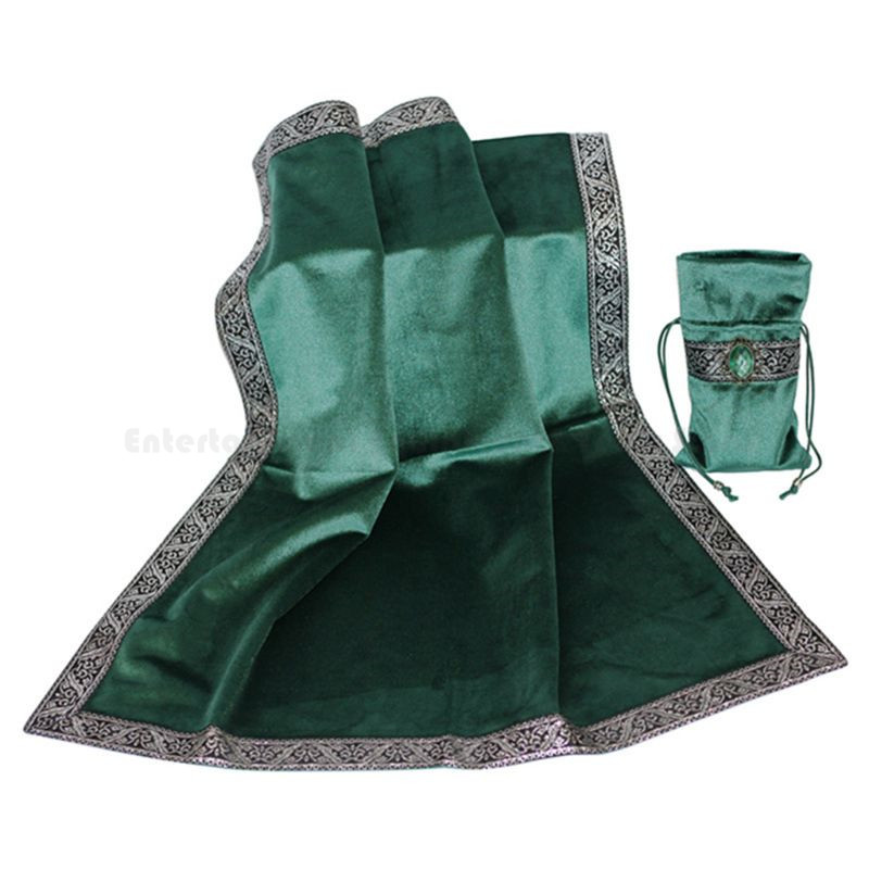 Velvet Emerald Divination Mat with Storage Pouch