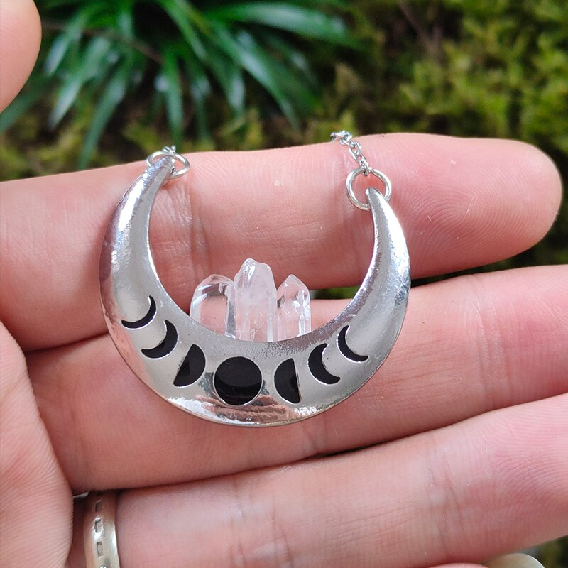Moon Phases Crystal Necklace | Dark Forest Theme