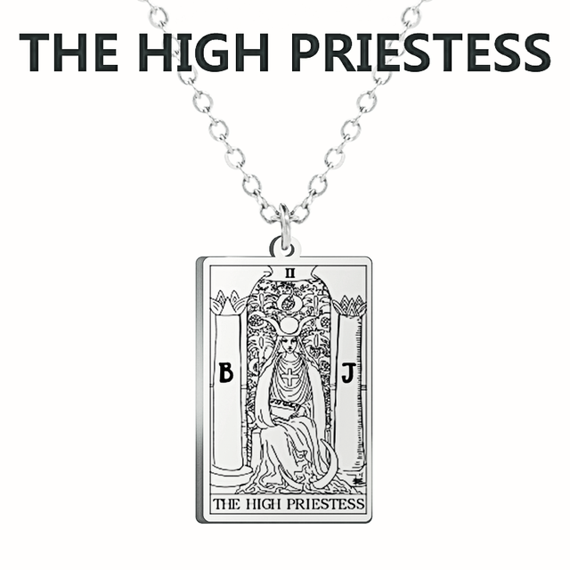 Engraved Tarot Card Necklace - Stainless Steel Major Arcana