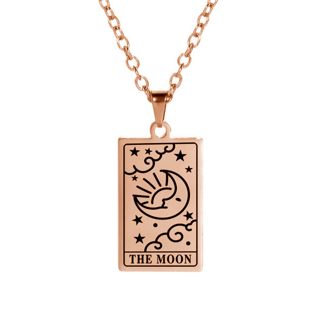 'The Moon' Tarot Card Engraved Necklace | Silver, Gold, Rose Gold