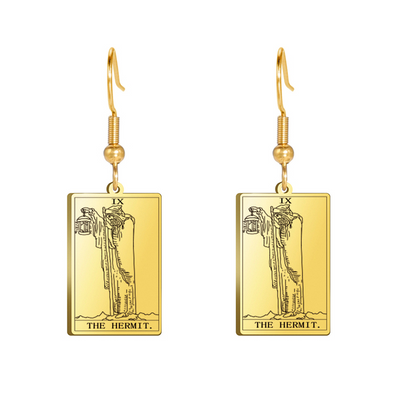 Engraved Tarot Card Earrings - Stainless Steel Major Arcana