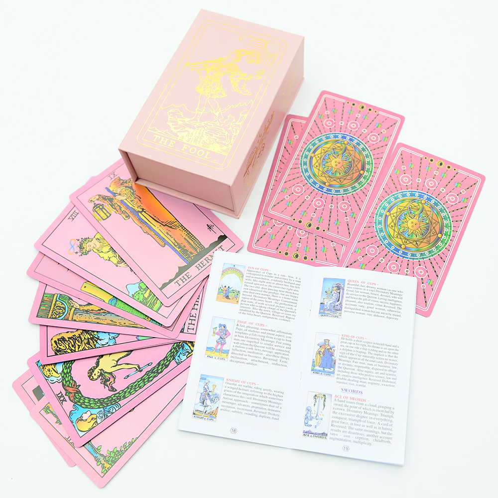 Pink Foiled Sun Luxury Tarot Card Deck | Classic Universal Rider-Waite-Smith