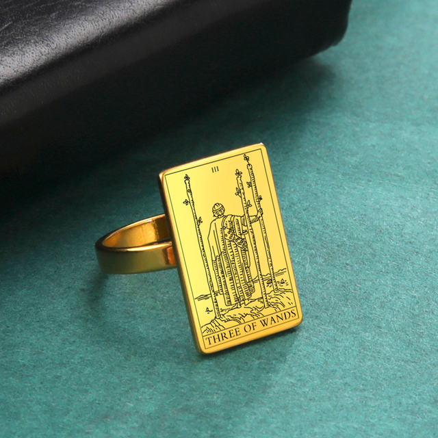 Engraved Tarot Card Ring - Stainless Steel Minor Arcana (Wands)