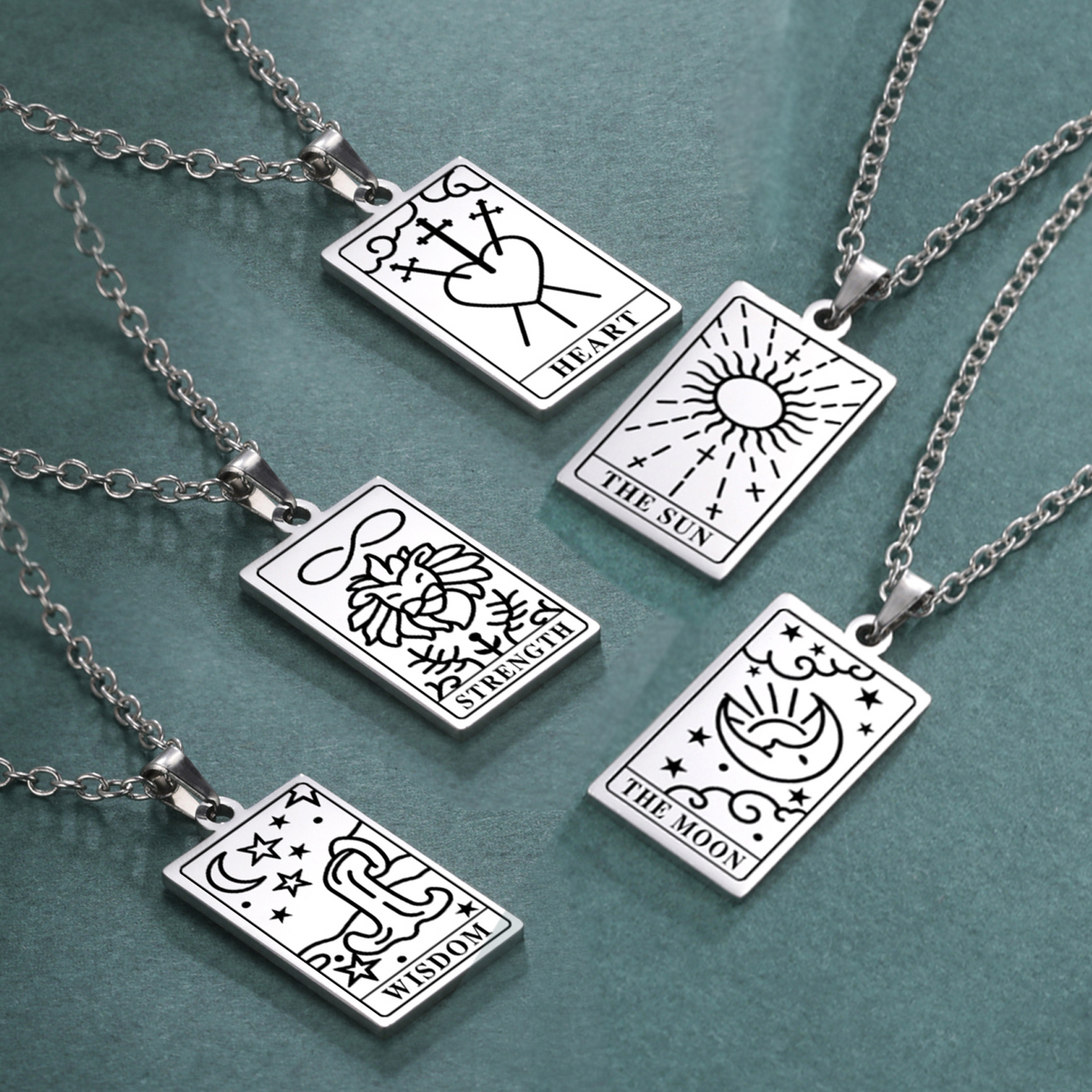'Heart' Tarot Card Engraved Necklace, Three of Swords | Silver, Gold, Rose Gold