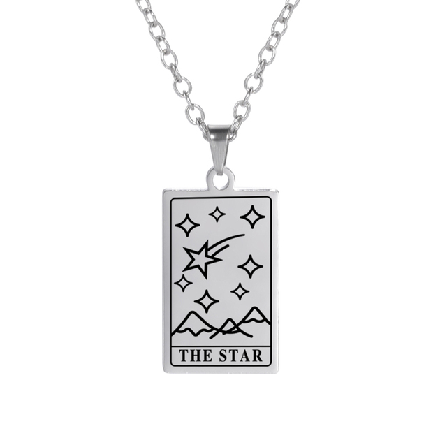 'The Star' Tarot Card Engraved Necklace | Silver, Gold, Rose Gold