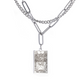 Engraved Tarot Card Chain Dual Chain Necklace - Stainless Steel Major Arcana