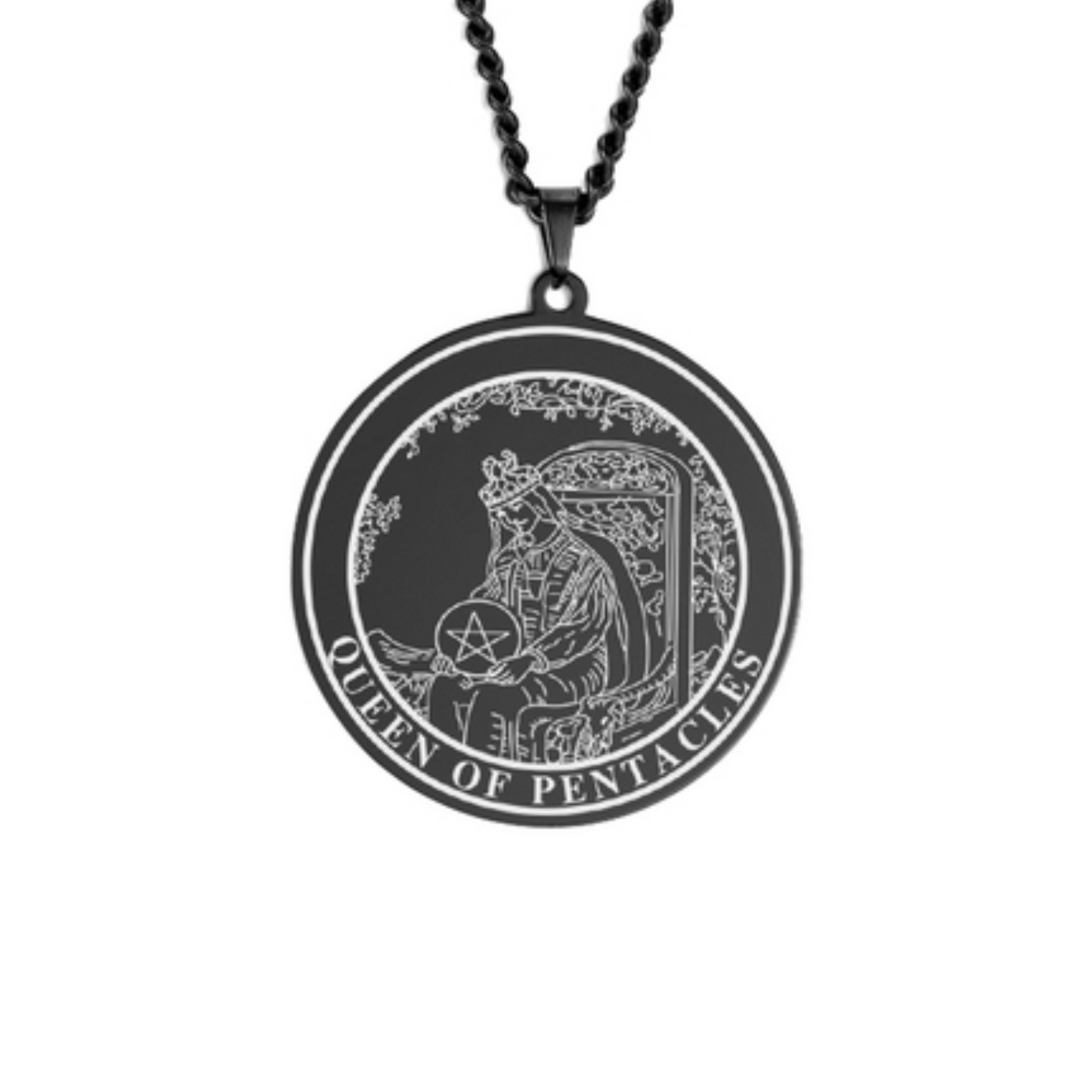 'Queen of Pentacles' Tarot Card, Minor Arcana Round Pendant - Necklace | Jewelry