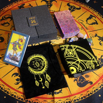 Luxury Tarot Card Set | Full Set Tarot Cards Deck with Storage Box, Crystals, Divination Mat, and Storage Pouch