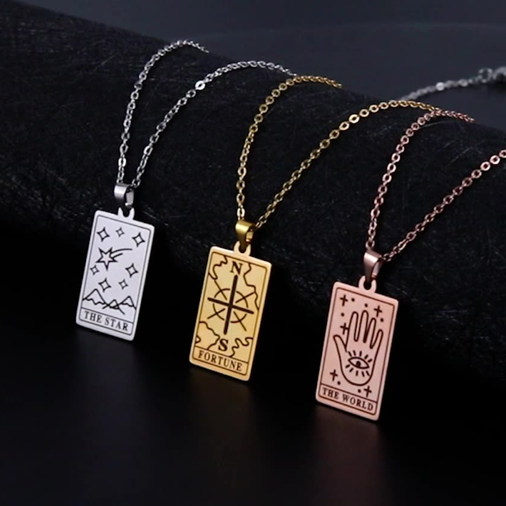 'The Moon' Tarot Card Engraved Necklace | Silver, Gold, Rose Gold
