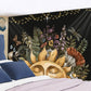 Vintage Sun Tapestry Wall Hanging Botanical Celestial Floral Wall Tapestry Hippie Flower Wall Carpets Dorm Decor Starry Carpet