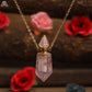 Natural Gems Stone Faceted Prism Perfume Bottle Pendants Necklace,Cut Hexagon Points Crystal Essential Oil Diffuser Vial Charms