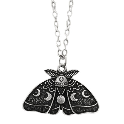 Moon Phase Lunar Moth Pendant & Necklaces | Spiritual Jewelry for Goth, Emo, Wicca, Witch Occult Style