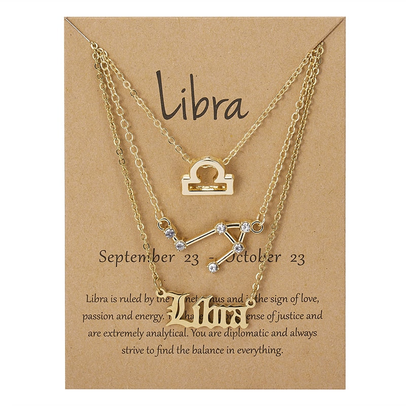 3 Piece Zodiac Necklace Set | Astrology Jewelry