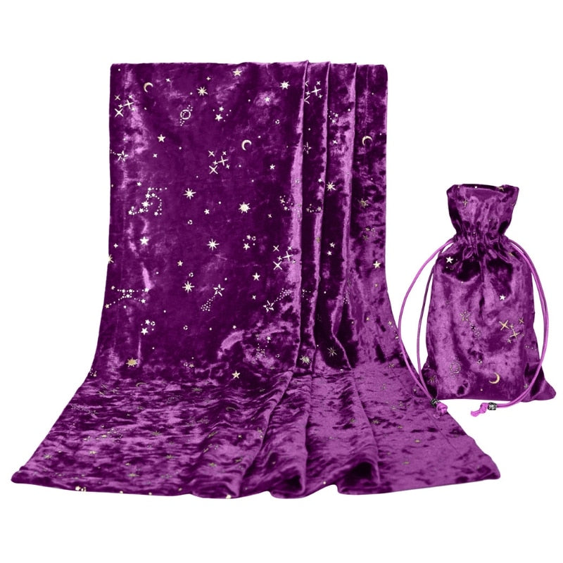 Velvet Starry Divination Tablecloth with Tarot Card Storage Bag | Altar Cloth