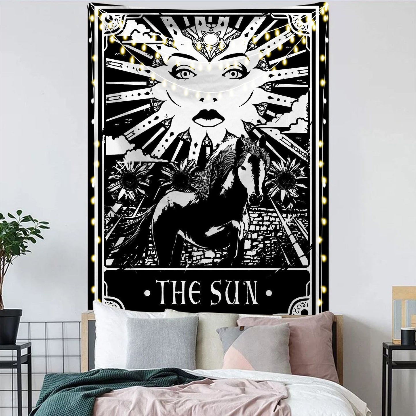 Astrology Moon Phase & Tarot Card Tapestry | Hanging Wall Art, Witchcraft, Occult, Wicca Wall Decor