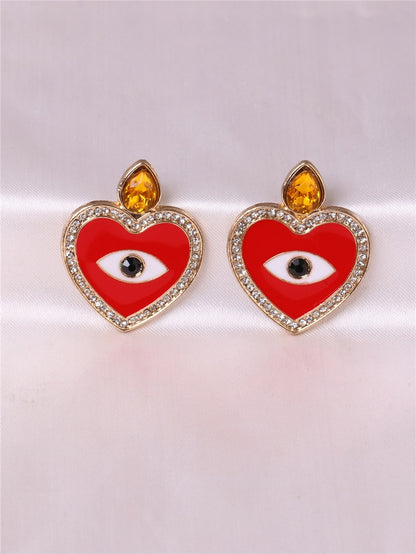 Evil Eye Crystal Heart Earrings | Spiritual Jewelry