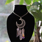 Natural Crystal Stone Crescent Moon Necklace | Clestial, Gothic, Spiritual Style
