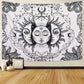 Energy Sun Sailor Moon Tapestry Wall Hanging White and Black Astrology Witchcraft Mandala Art Celestial Wall Tapestry Room Decor
