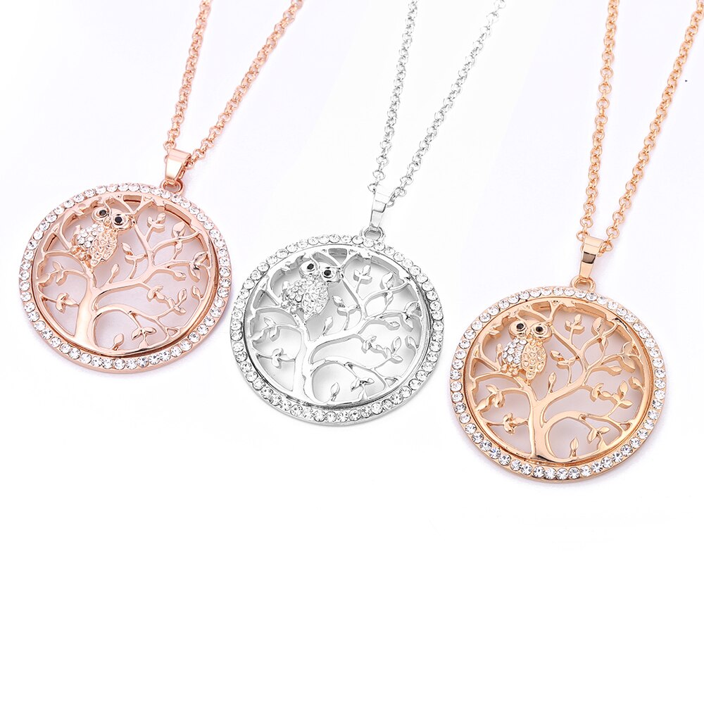 Owl and 'Tree Of Life' Pendant Necklaces | Rose Gold, Gold, and Silver
